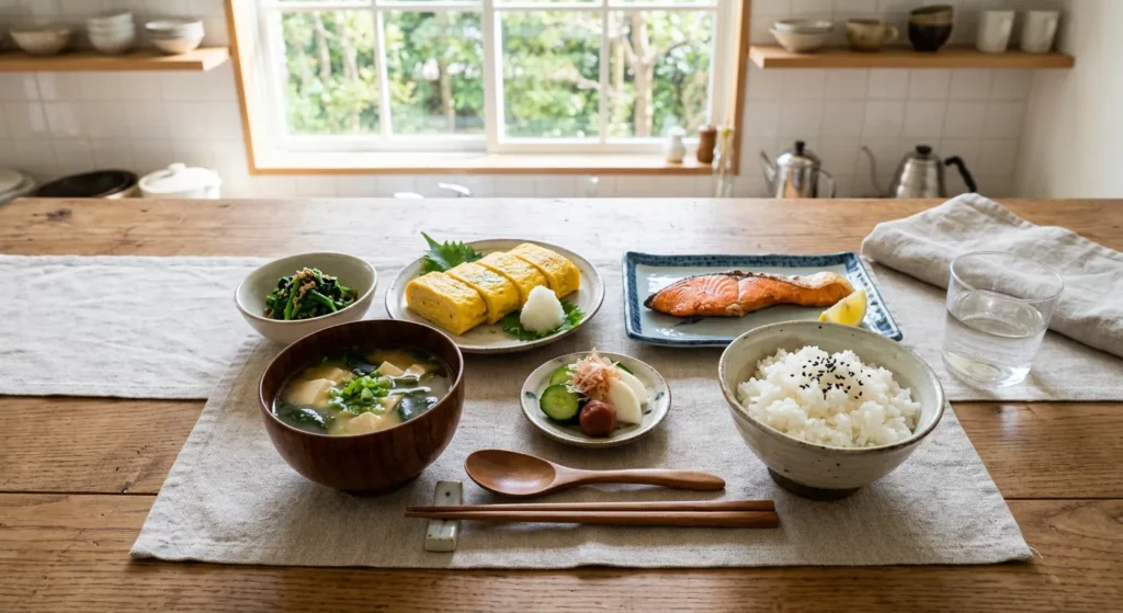 タンパク質を意識したバランスの良い朝食 朝の疲れリセットに役立つ食事のイメージ
