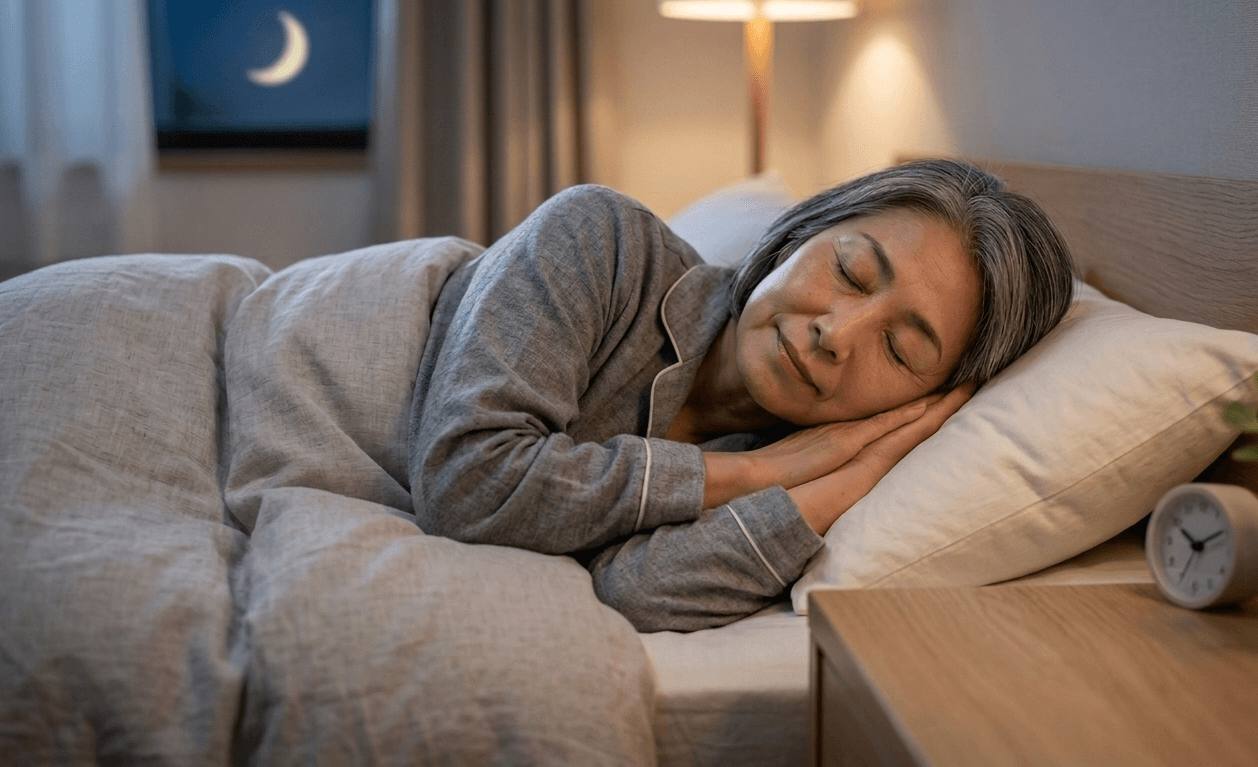 安らかに眠る50代女性