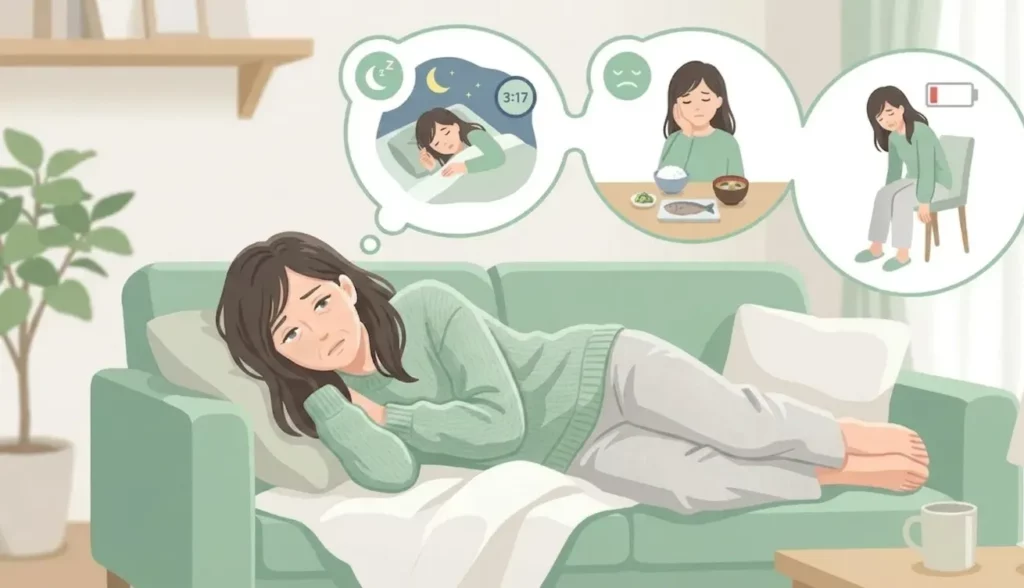 五月病 のサインを感じる女性のイラスト