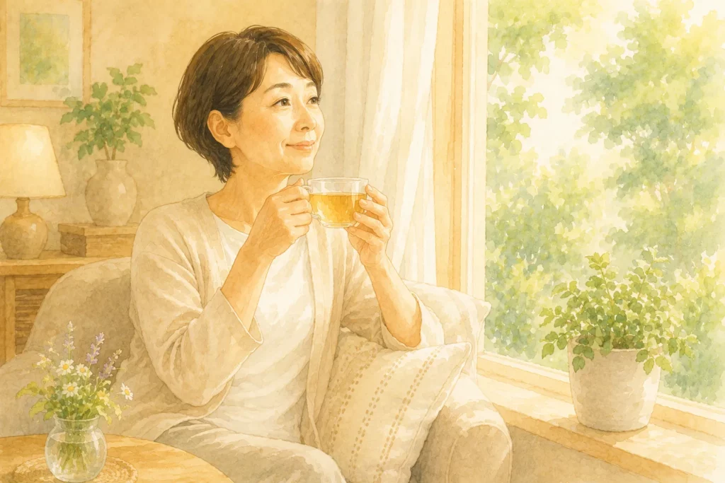 骨粗しょう症 ：ストレスをほぐしてリラックスする50代日本人女性