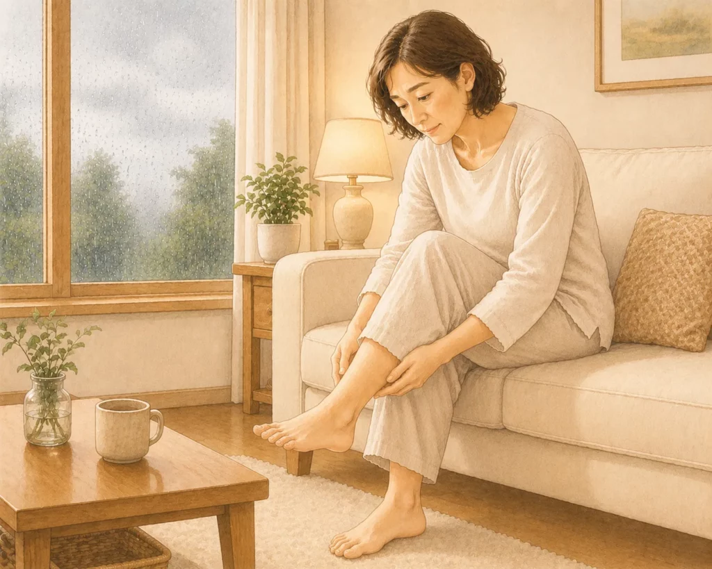 梅雨 の季節に足のにおいを気にする50代日本人女性