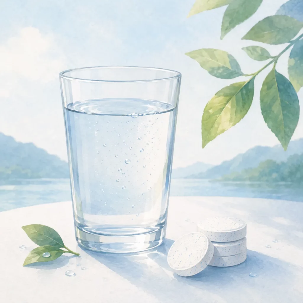 熱中症 水分と塩分補給を表すフラットイラスト