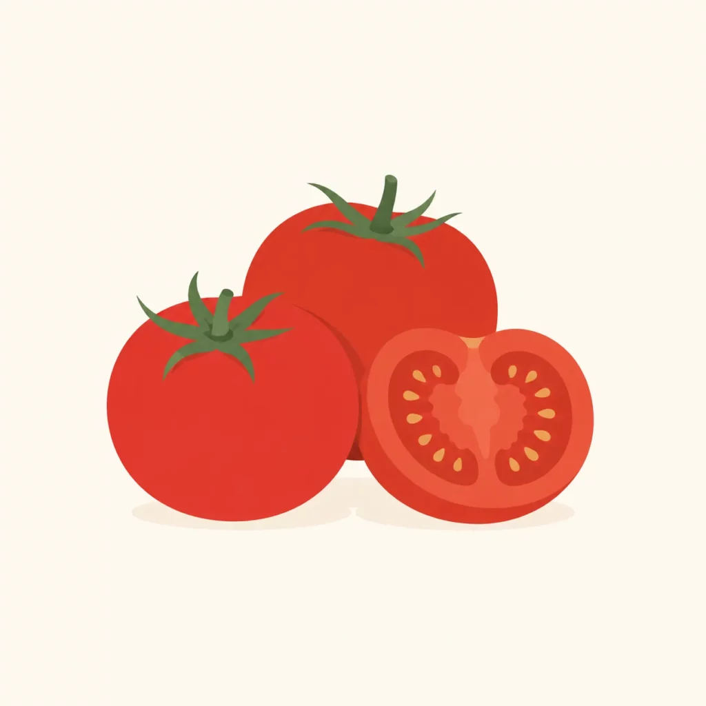 紫外線 対策_抗酸化が期待できる夏野菜をシンプルに描いたイラスト